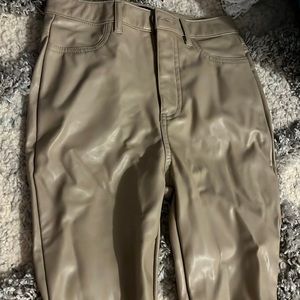 Faux Leather tan pants XS
